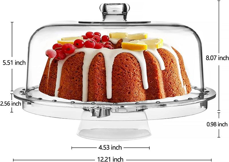 Photo 2 of HBlife Acrylic Cake Stand with Dome Cover Multifunctional Serving Cookie Platter Punch Bowl and Cake Plate for Dessert Table Display for Parties (6 Uses)