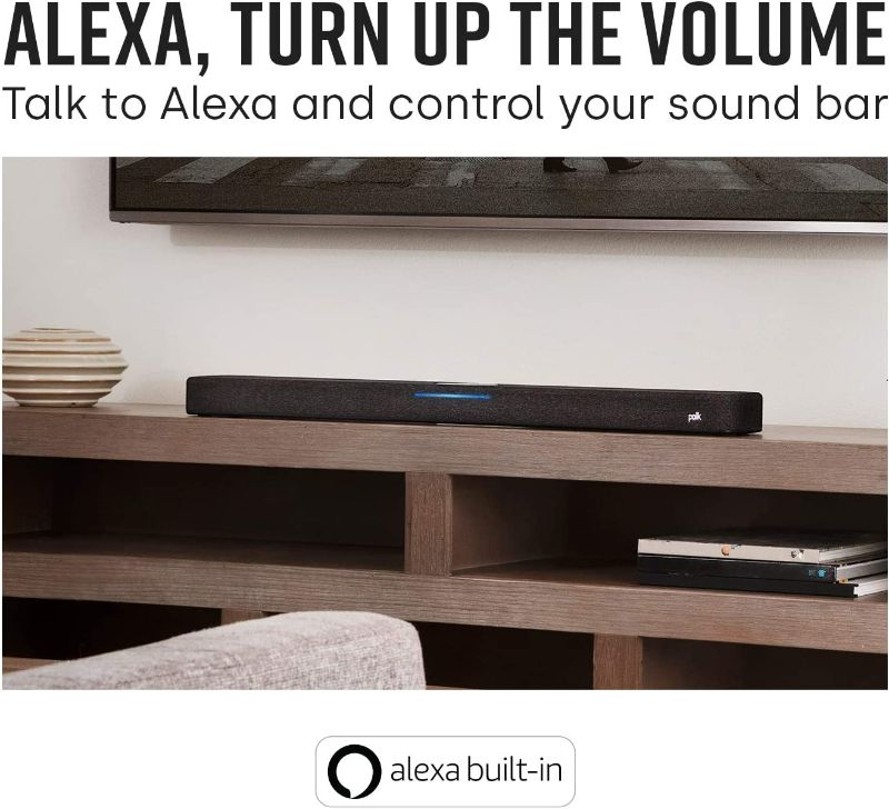 Photo 2 of Polk Audio React Sound Bar, Dolby & DTS Virtual Surround Sound, Next Gen Alexa Voice Engine with Calling & Messaging Built-in, Expandable to 5.1 with Matching React Subwoofer & SR2 Surround Speakers