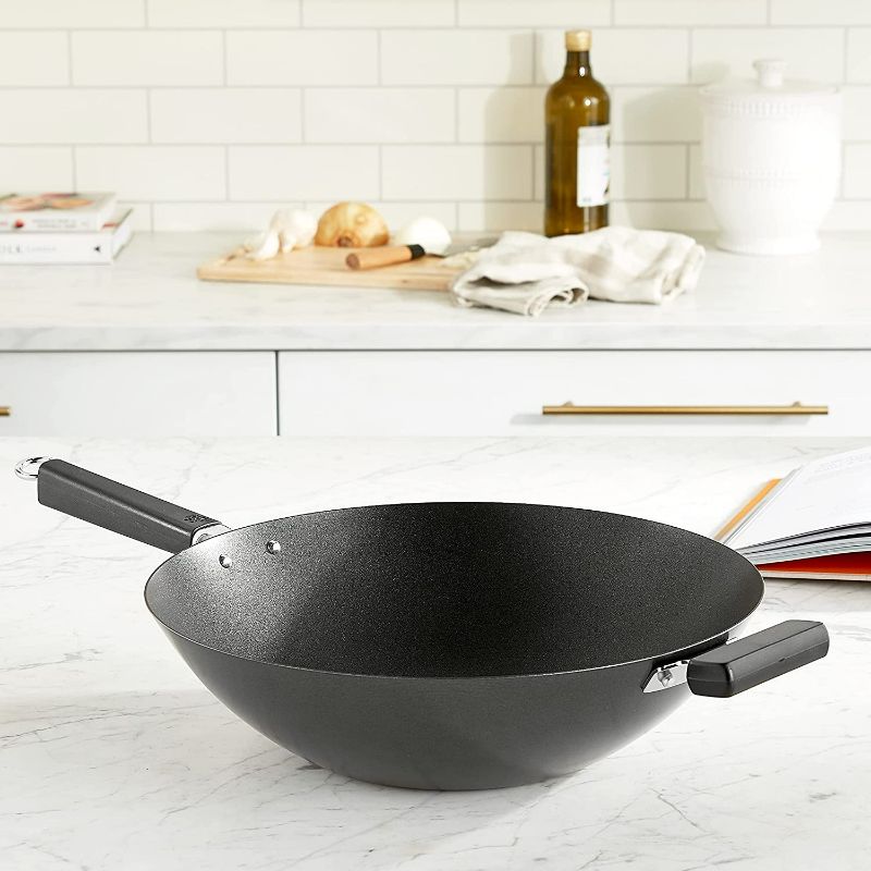 Photo 3 of Joyce Chen 22-0040, Pro Chef Flat Bottom Wok with Excalibur Non-stick coating, 14-Inch