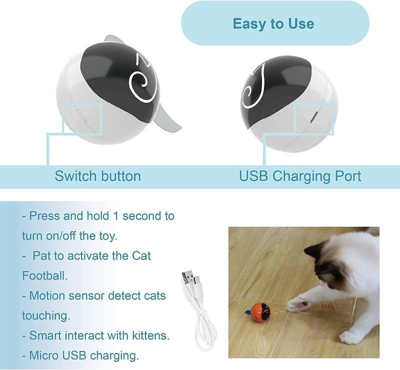 Photo 2 of Migipaws Cat Toys, Automatic Moving Ball Bundle Classic Mice + Feather Kitten Toys in Pack. DIY N in 1 Pets Smart Electric Teaser, USB Rechargeable (White)