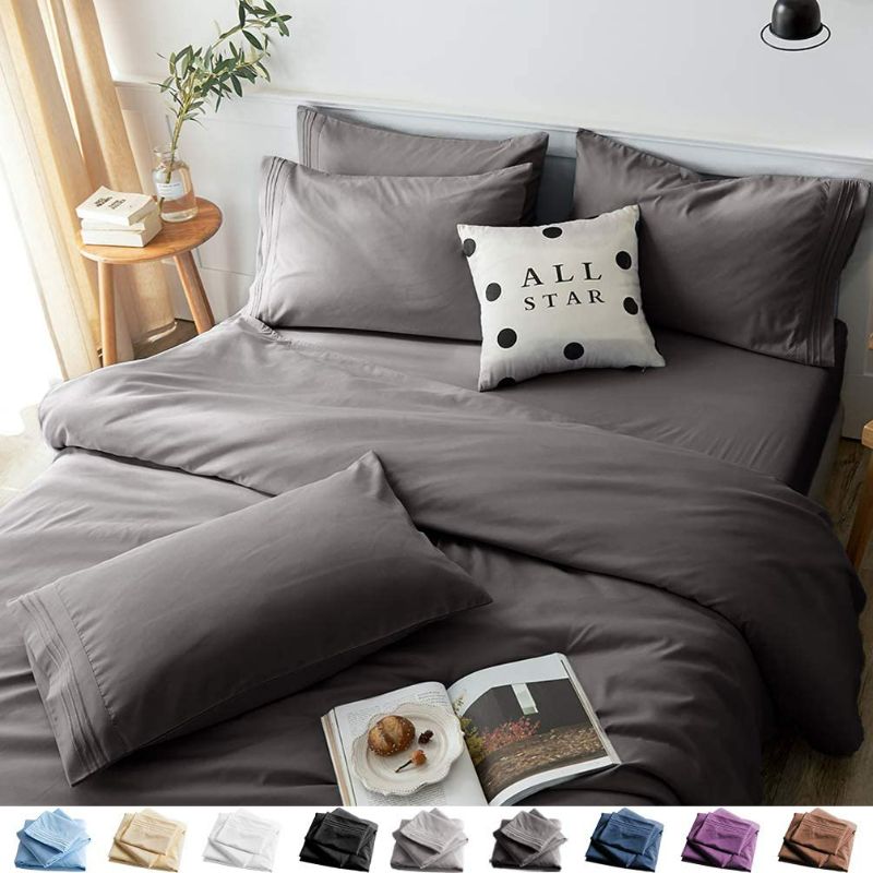 Photo 1 of  Bed Sheets Set Queen Size 6 Piece 16 Inches Deep Pocket 1800 Thread Count 100% Microfiber Sheet,Bedding Super Soft Comfortable,Cool Warm,?Dark Grey?