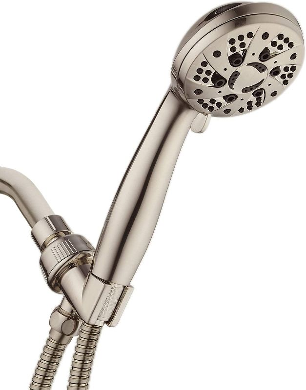 Photo 1 of AquaDance High Pressure 6-Setting Full Brushed Nickel Handheld Shower Head with Stainless Steel Hose. Officially Independently Tested to Meet Strict US Quality & Performance Standards!