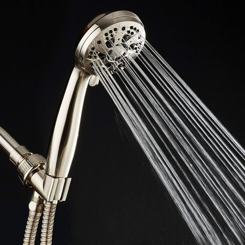 Photo 2 of AquaDance High Pressure 6-Setting Full Brushed Nickel Handheld Shower Head with Stainless Steel Hose. Officially Independently Tested to Meet Strict US Quality & Performance Standards!