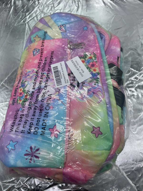 Photo 5 of Girls Backpack Kids Elementary Bookbag Girly School Bag with Insulated Lunch Tote and Pencil Pouch (Tie dye galaxy - 3 pieces)