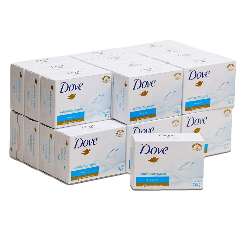 Photo 1 of Dove, Beauty Bar Soap, Gentle Exfoliating Mositurizing Clean Body 12 pack - 4.oz