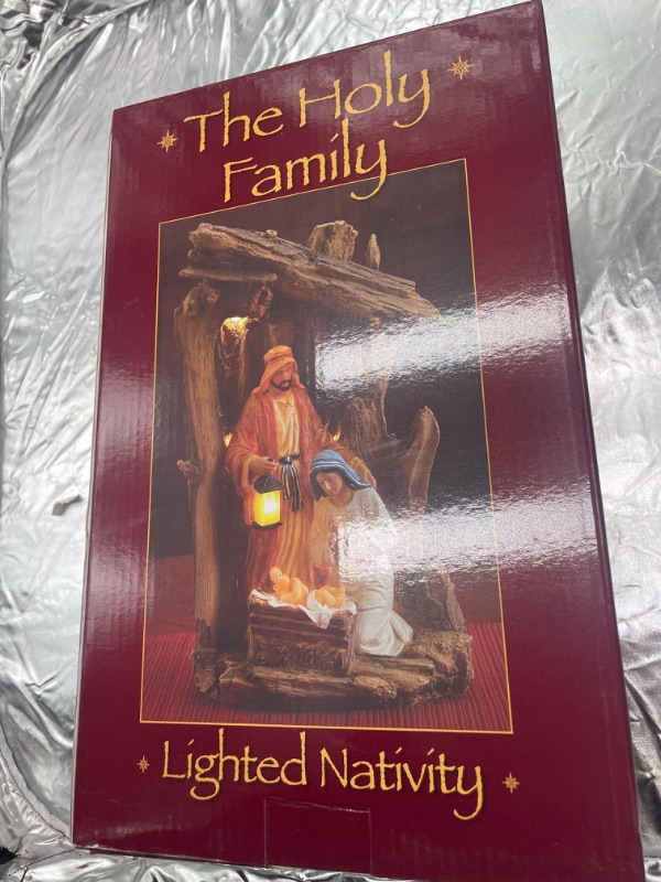 Photo 4 of THREE KINGS GIFTS THE ORIGINAL GIFTS OF CHRISTMAS Driftwood Creche Holy Family LED Light-up 14 x 8.5 Polystone Nativity Table Top Figurine
