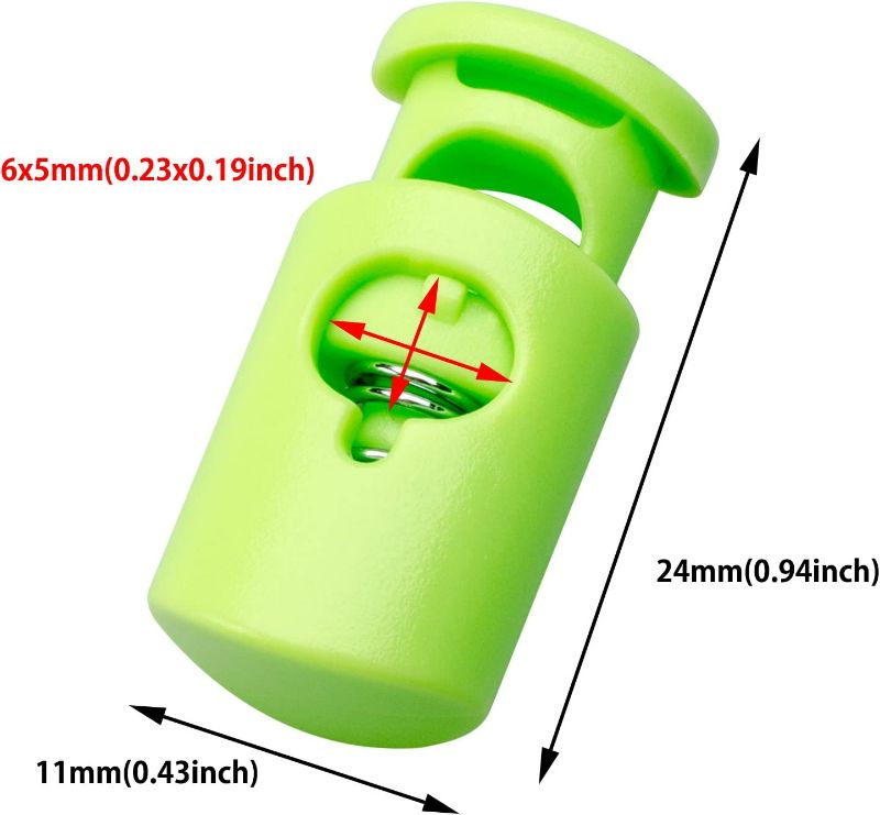 Photo 2 of  Multi-Colour Plastic Cord Lock End Spring Stop Toggle Stoppers Heavy Duty Cord Lock Ideal for Lanyard,Luggage,Clothing,Backpack and Various Kinds of Outdoor and Gym Products(40PCS,Green)