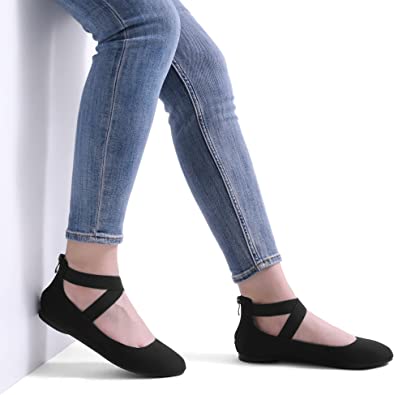 Photo 2 of DREAM PAIRS Women's Comfortable Fashion Elastic Ankle Straps Flats Shoes