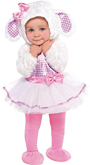 Photo 1 of 2 PACK Amscan Baby Little Lamb Halloween Costume for Infants, Includes a Dress, a Hood, Tights and Booties SIZE 12-24 MONTHS 