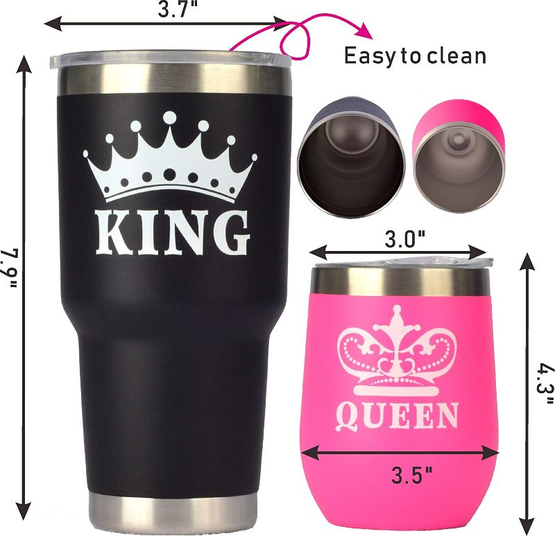 Photo 3 of King & Queen Tumbler Set, King Queen Glass, Christmas Gifts, Couple Tumbler Set, Queen King Tumbler, King Queen Coffee Mug Set, King Queen Gifts, King Queen for Couples,King Queen Cups