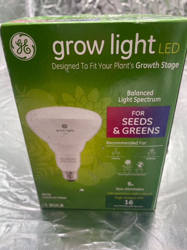 Photo 2 of GE Grow Light LED Indoor Flood Light Bulb, Balanced Light Spectrum for Seeds and Greens, 9 Watts, Medium Base (Pack of 1)