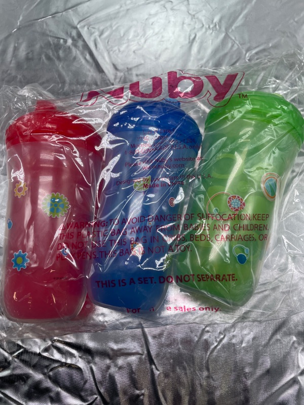 Photo 2 of Nuby Insulated No Spill Easy Sip Cup with Vari-Flo Valve Hard Spout, Boy, 9 Oz, 3 Count