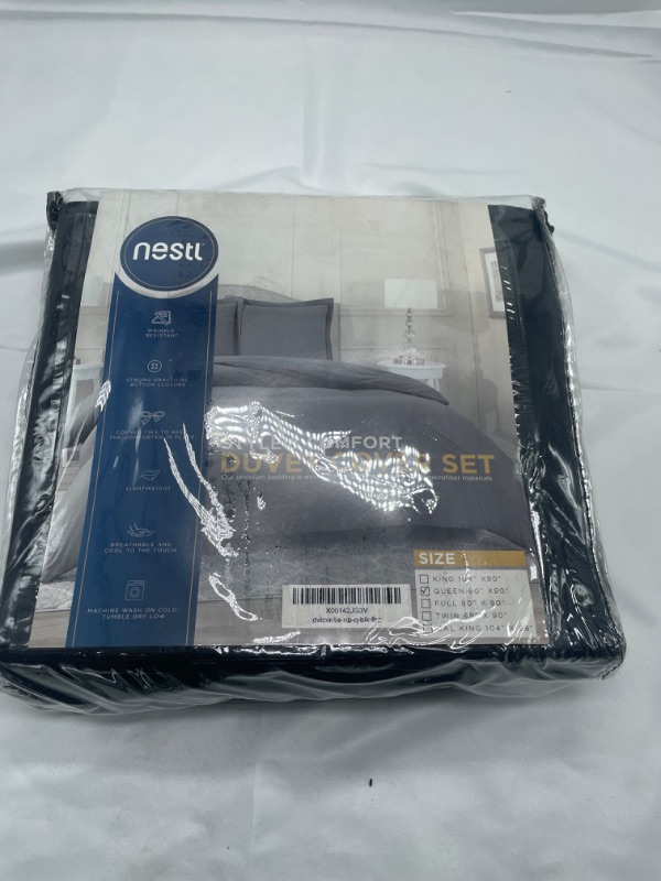 Photo 3 of Nestl Black Duvet Cover Queen Size - Soft Queen Duvet Cover Set, 3 Piece Double Brushed Queen Size Duvet Covers with Button Closure, 1 Duvet Cover 90x90 inches and 2 Pillow Shams