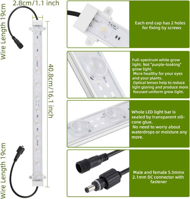 Photo 4 of Litever Grow LED Light Strip Kits for Plants, 45W, Full Spectrum White Grow Lights, Easy Installation. Good for Indoor Plant Grow Shelf, Greenhouse, Grow Cabinets