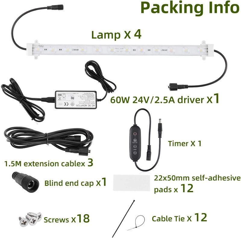 Photo 3 of Litever Grow LED Light Strip Kits for Plants, 45W, Full Spectrum White Grow Lights, Easy Installation. Good for Indoor Plant Grow Shelf, Greenhouse, Grow Cabinets