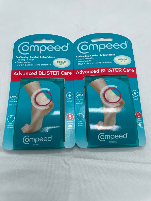 Photo 2 of 2 PACK Compeed Blister Plasters provide instant pain relief. Whilst forming a protective cushion, the plaster absorbs excess moisture and provides optimum healing conditions for foot