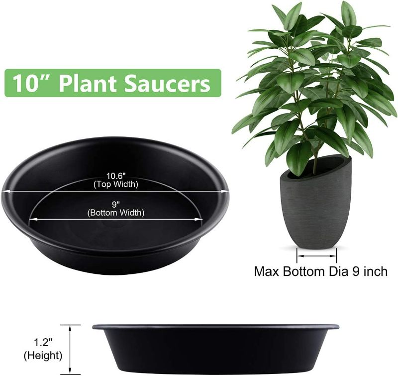 Photo 2 of Plant Saucer 10 inch of 3 Pack Black Heavy Duty Sturdy Durable Plastic Drip Trays Plant Trays for Indoor Outdoor Garden