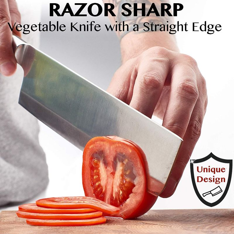 Photo 2 of TradaFor Vegetable Knife - Japanese Chef Vegetable Knife - Vegetable Cleaver - Usuba Asian Knife - Kitchen Chef Knife - High Carbon Stainless Pro Japanese Cleaver Knife - Gift in Stylish Gift Box