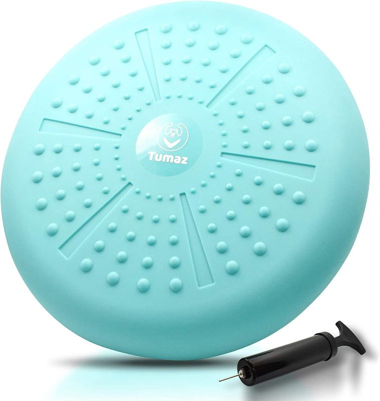 Photo 1 of Tumaz Wobble Cushion - Wiggle Seat to Improve Sitting Posture & Stay Focused for Sensory Kids, Balance Disc to Relief Back Pain & Core Strength & Flexible Seating [Extra Thick, Pump Included]