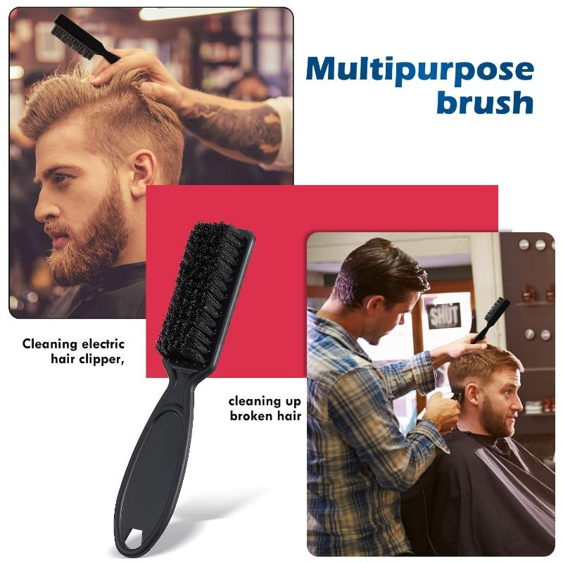 Photo 3 of 12 Pieces Barber Blade Cleaning Brush Clipper Cleaning Nylon Brush Clipper Cleaner Brush Barber Styling Brush Tool for Men (Black, Red)