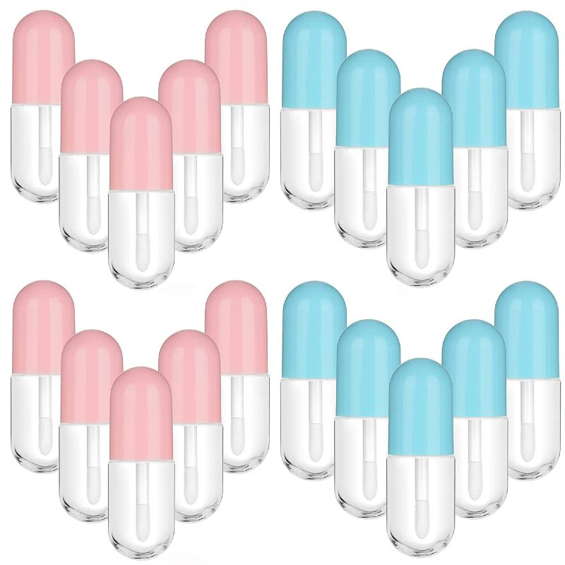 Photo 1 of RONRONS 30 Pieces Cute Capsule Shaped Mini Lip Gloss Tubes Refillable Lip Balm Bottles Clear Empty Lip Balm Containers Reusable Plastic Lipstick Tube Containers with Rubber Insert Stoppers, 3ml