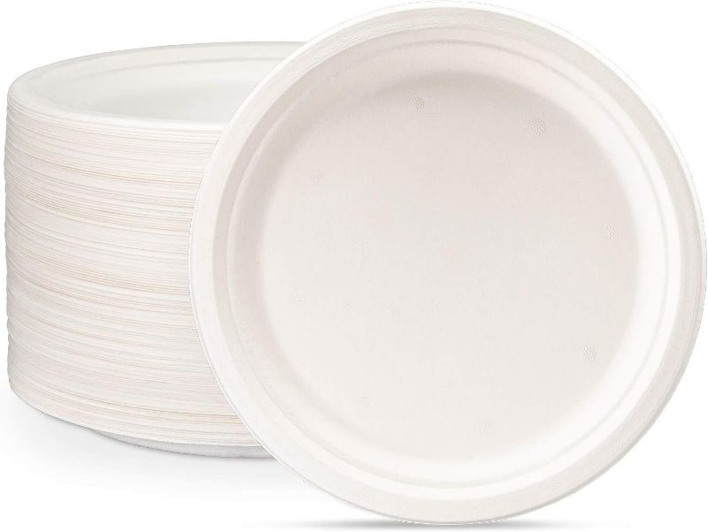 Photo 1 of 100% Compostable 10 Inch Heavy-Duty Plates [125 Pack] Eco-Friendly Disposable Sugarcane Paper Plates