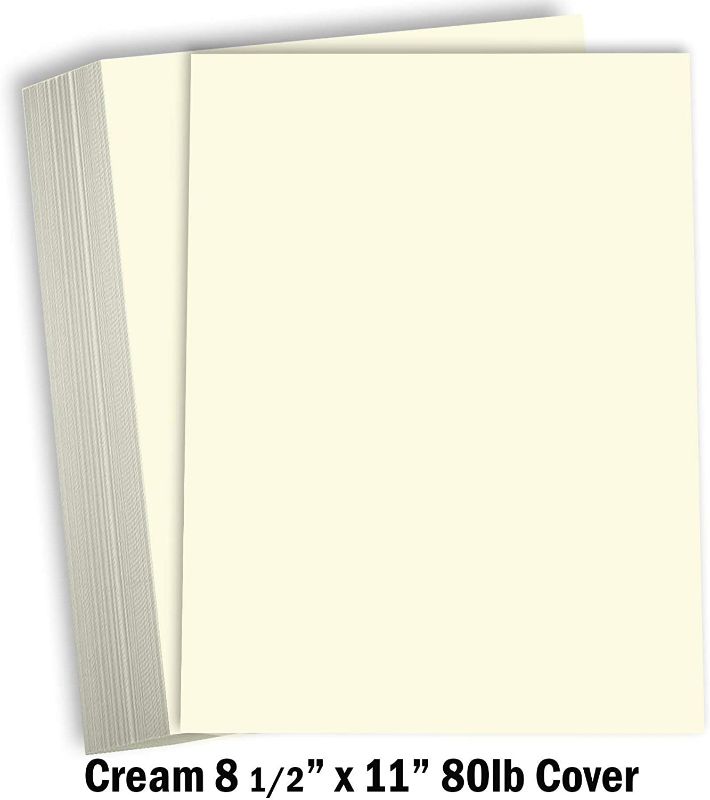 Photo 2 of Hamilco Cream Colored Cardstock Thick Paper - 8 1/2 x 11" Heavy Weight 80 lb Cover Card Stock for Printer - 50 Pack