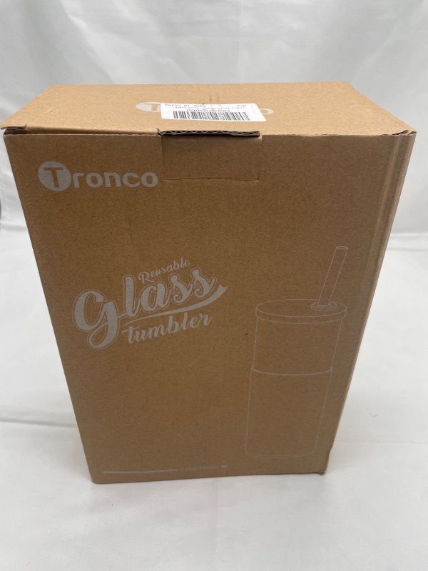 Photo 2 of tronco 20oz Glass Tumbler Straw Silicone Protective Sleeve Bamboo Lid - BPA Free