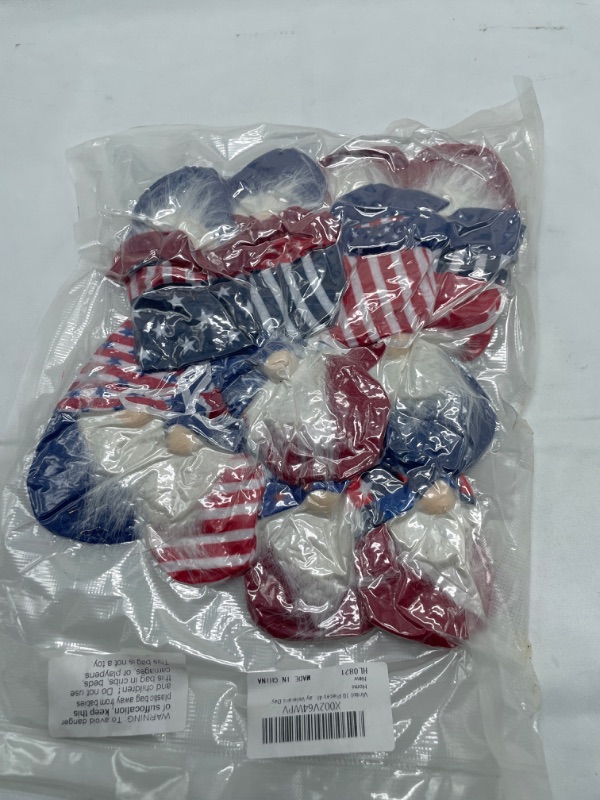 Photo 2 of 4th of July Gnome Independence Day Hanging Ornaments Set of 10, Patriotic Gnomes Decorations Handmade Plush Veterana Day Gift Elf Home Wall Decor