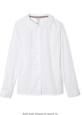Photo 1 of French Toast Girls' Long Sleeve Woven Shirt with Peter Pan Collar (Standard & Plus) SIZE 7...
