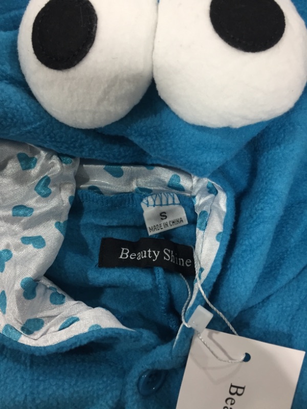 Photo 2 of Adult Cookie Monster Onesie Fleece Cartoon Sleepwear Pajamas Cosplay Costume Unisex--Small
