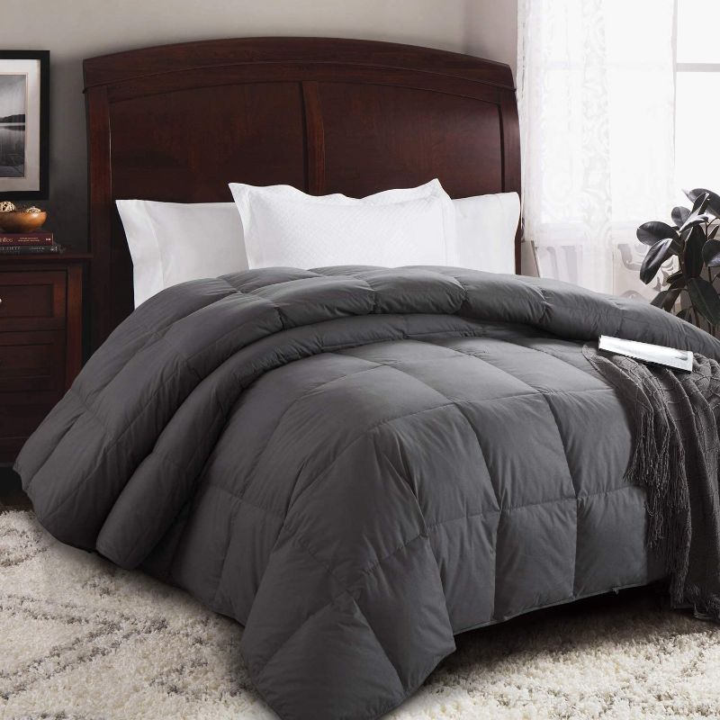 Photo 1 of 106" x 90" Feather and Down Comforter King Size Duvet Insert,56 oz Premium Filling,100% Cotton Shell Down Proof with 8 Tabs (King, Grey)
