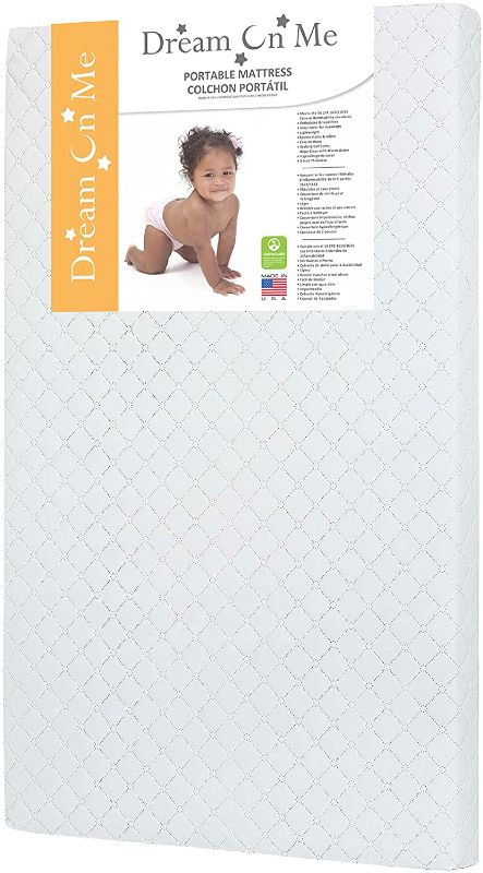 Photo 1 of Dream On Me, Holly 3” Fiber Portable Crib Mattress I Waterproof I Greenguard Gold Certified-- 26x39 inches
