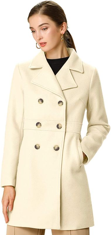 Photo 1 of Allegra K Women's Double Breasted Notched Lapel Long Winter Coats--Size XS
