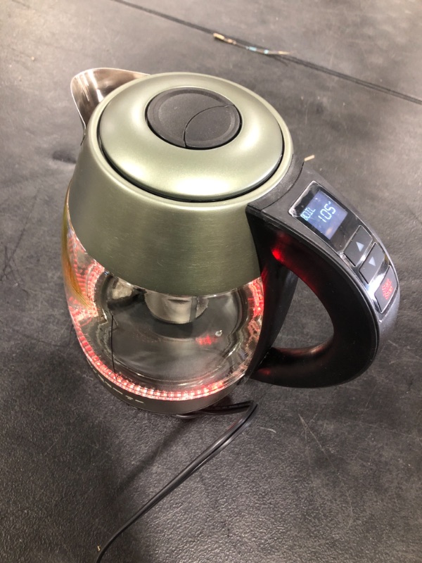 Photo 3 of Chefman Electric Glass Kettle LED Indicator Lights, 360 deg Swivel Base, BPA Free, Stainless Steel, 1.8 Liters