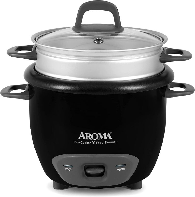 Photo 1 of Aroma Housewares 6-Cup (Cooked) Pot-Style Rice Cooker and Food Steamer, Black ARC-743-1NGB