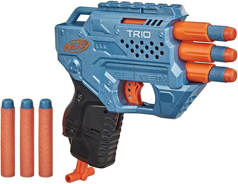 Photo 1 of NERF Elite 2.0 Trio SD-3 Blaster -- Includes 6 Official Darts -- 3-Barrel Blasting -- Tactical Rail for Customizing Capability