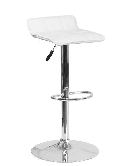 Photo 1 of Flash Furniture Contemporary Gray Vinyl Adjustable Height Barstool with Square Seat and Chrome Base