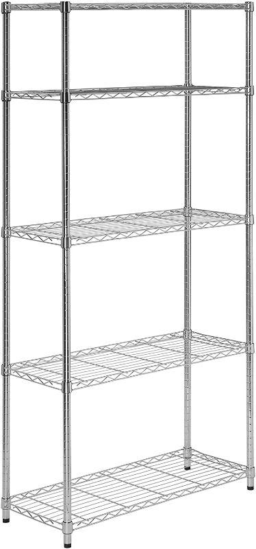 Photo 1 of 5-Tier Chrome Heavy-Duty Adjustable Shelving Unit with 200-lb Per Shelf Weight Capacity 5 FT 6 INCHES