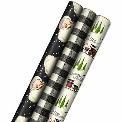 Photo 1 of Black Christmas Wrapping Paper with Cut Lines on Reverse (2 Rolls: 80 sq. ft)