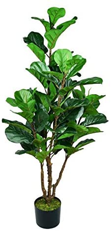 Photo 1 of Artificial Fiddle Leaf Fig Trees, Greenery Beautiful Fake Plants for Bedroom Corner, Office, Indoor and Outdoor Decor