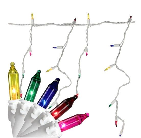 Photo 1 of 10 ft. 150-Light Multi-Color Mini Icicle Lights