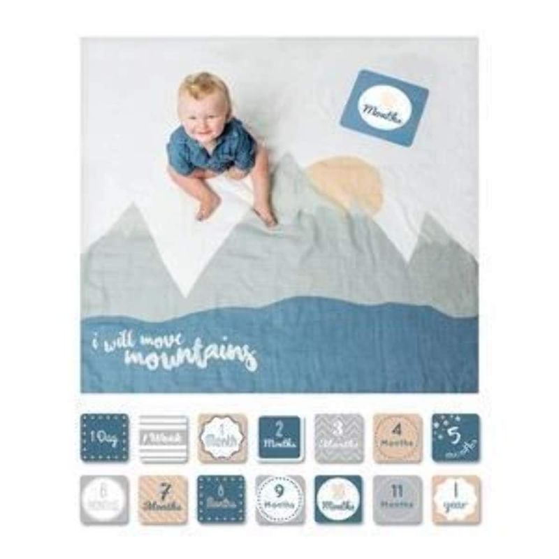 Photo 1 of lulujo Baby’s First Year Milestone Blanket and Card Set | 40in x 40in| Baby Shower Gift | I Will Move Mountains
