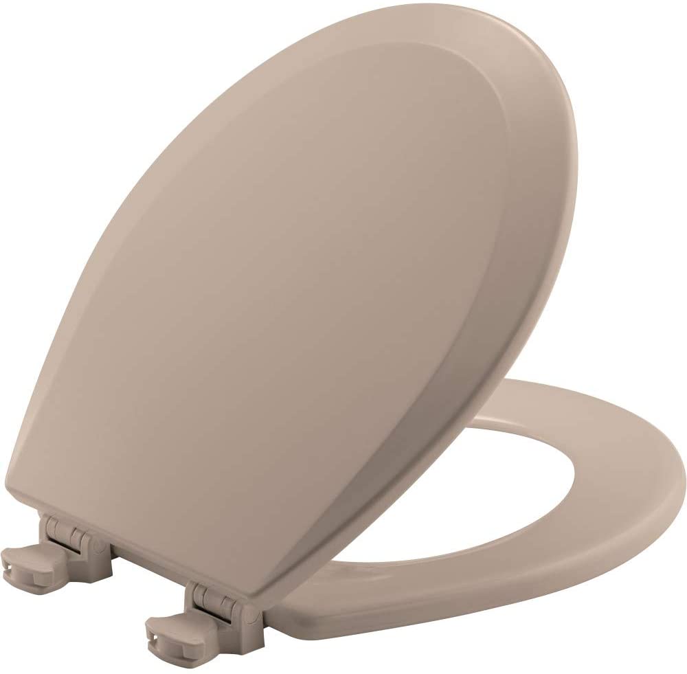 Photo 1 of BEMIS 500EC 068 Toilet Seat with Easy Clean & Change Hinges, ROUND, Durable Enameled Wood, Fawn Beige
