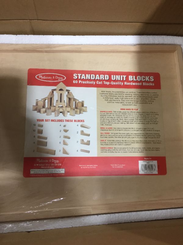 Photo 1 of Melissa & Doug Standard Unit Solid-Wood Building Blocks With Wooden Storage Tray (60 pcs)
