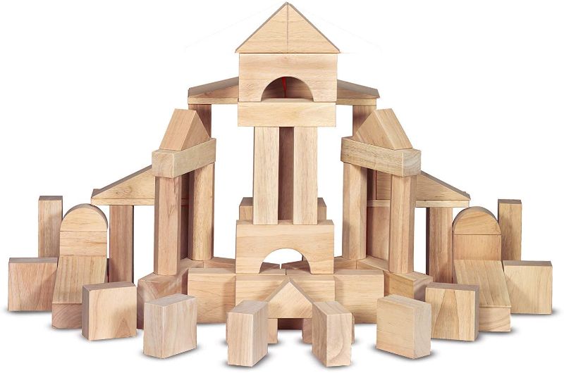 Photo 1 of Melissa & Doug Standard Unit Solid-Wood Building Blocks With Wooden Storage Tray (60 pcs)
