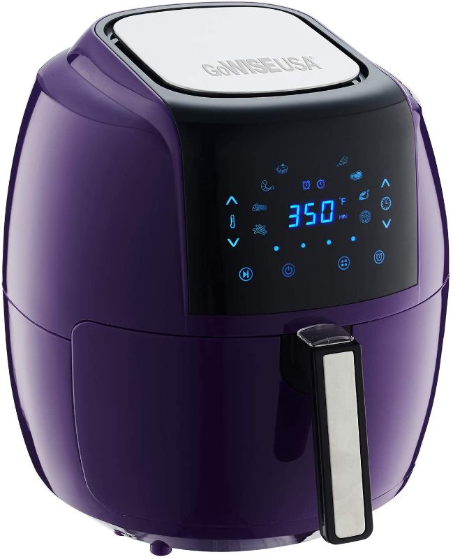 Photo 1 of GoWISE USA 5.8-Quart Programmable 8-in-1 Air Fryer XL + Recipe Book (Plum)
