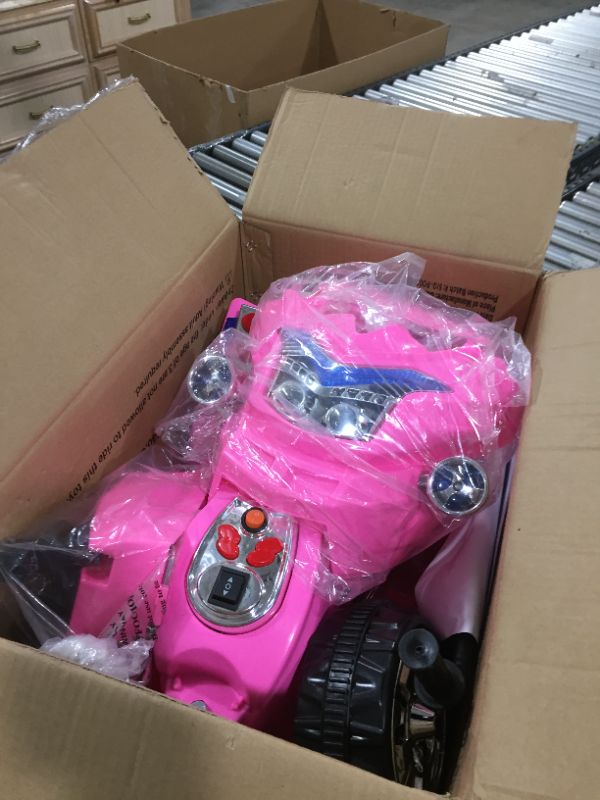 Photo 1 of Electric Motorcycle for Kids – 3-Wheel Battery Powered Motorbike for Kids Ages 3 -6 – Fun Decals, Reverse, and Headlights by Lil’ Rider (Pink)
