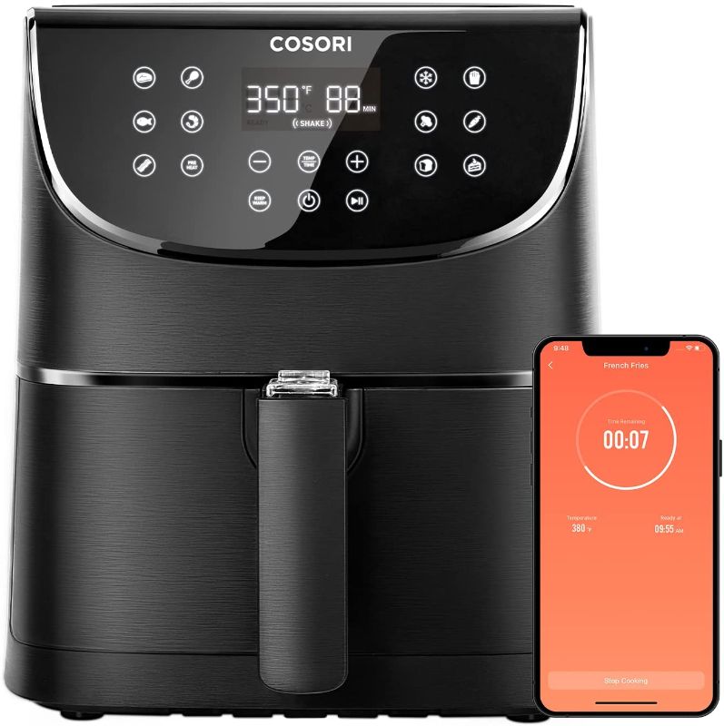 Photo 1 of COSORI Smart WiFi Air Fryer(100 Recipes), 13 Cooking Functions, Keep Warm & Preheat & Shake Remind, Works with Alexa & Google Assistant, 5.8 QT, Black
