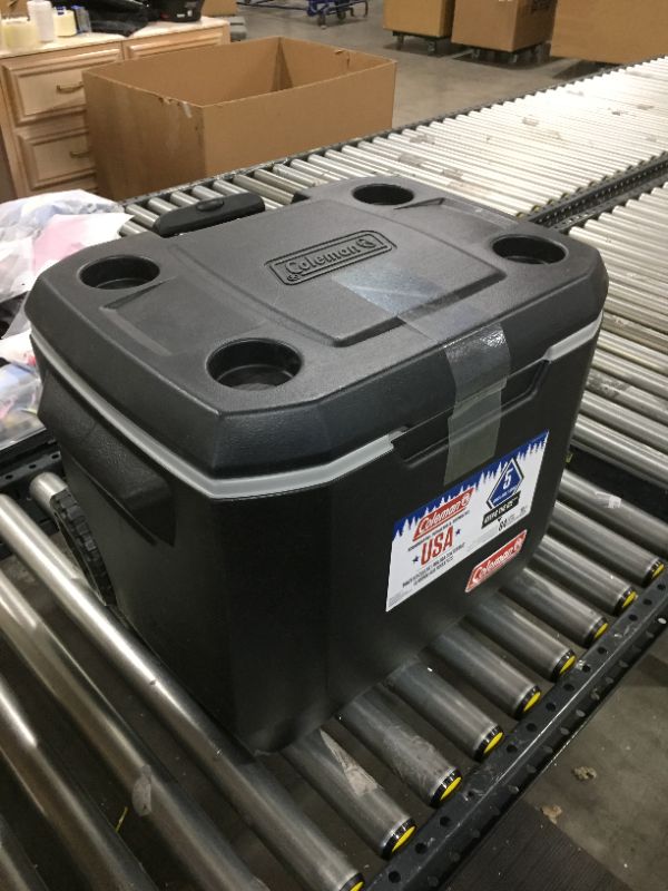 Photo 2 of Coleman Rolling Cooler | 50 Quart Xtreme 5 Day Cooler with Wheels | Wheeled Hard Cooler Keeps Ice Up to 5 Days, Black
